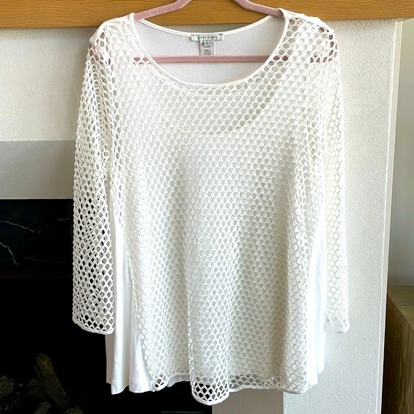 John Mark White Netting Top - Picture 1 of 5